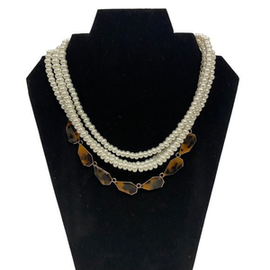 Target A New Day Multi-Strand White Faux Pearl Tortoise Shell Pattern Necklace‎
